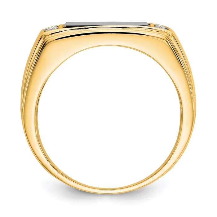 Goldia Rings 14K Yellow Gold Onyx u0026 A Quality Real Diamond Mens Ring
