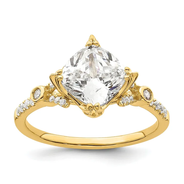 Goldia Rings 200ct CZ Solid Real 14k Polish 2ct Cushion Engagement Dia Ring Goldia Rings 200ct CZ Solid Real 14k Polish 2ct Cushion Engagement Dia Ring