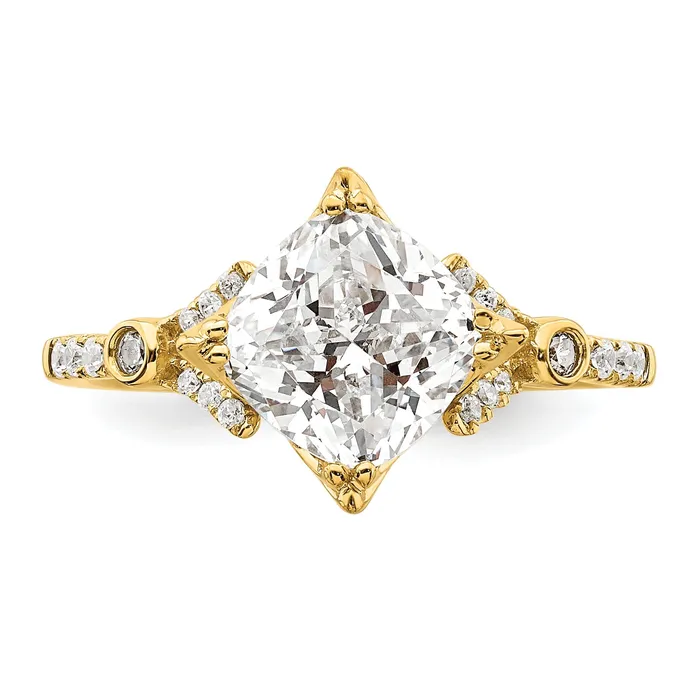 Goldia Rings 200ct CZ Solid Real 14k Polish 2ct Cushion Engagement Dia Ring