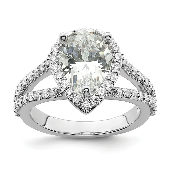 Goldia Rings 200ct CZ Solid Real 14K White Gold Pear Pear Halo Engagement Ring Goldia Rings 200ct CZ Solid Real 14K White Gold Pear Pear Halo Engagement Ring