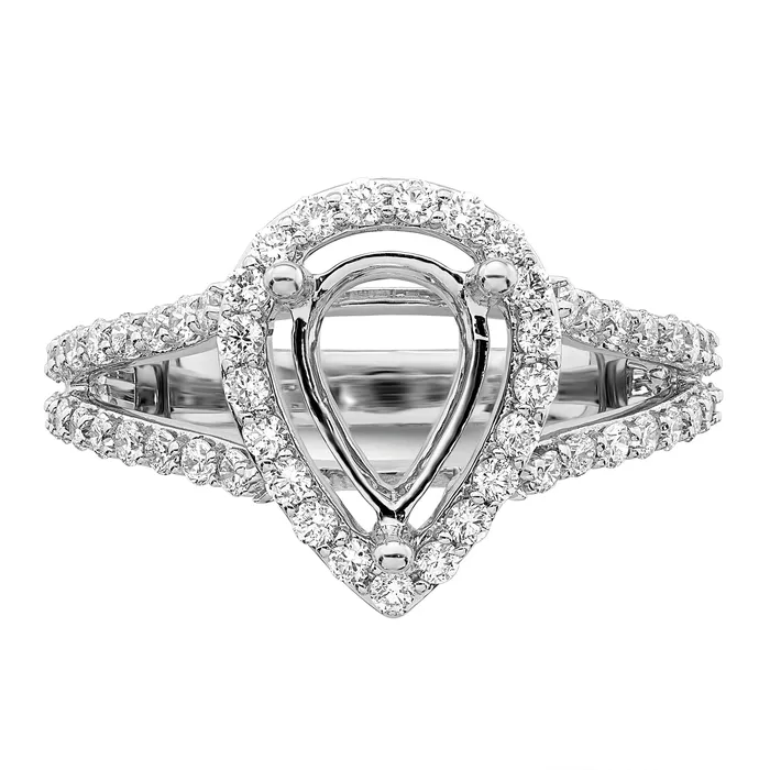 Goldia Rings 200ct CZ Solid Real 14K White Gold Pear Pear Halo Engagement Ring