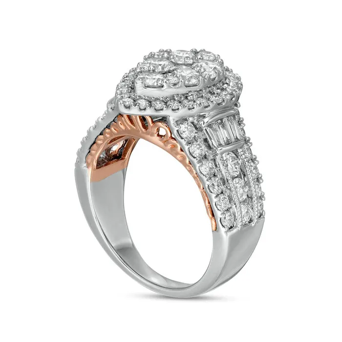 Goldia Rings 25 CT TW Composite PearShaped Natural Diamond Frame Antique VintageStyle Engagement Ring in Solid 14K TwoTone Gold Goldia Rings 25 CT TW Composite PearShaped Natural Diamond Frame Antique VintageStyle Engagement Ring in Solid 14K TwoTone Gold