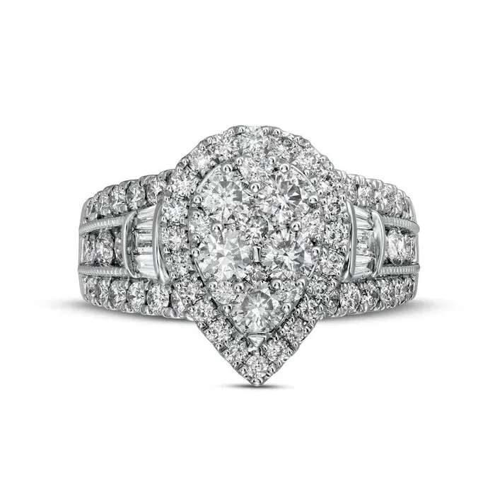 Goldia Rings 25 CT TW Composite PearShaped Natural Diamond Frame Antique VintageStyle Engagement Ring in Solid 14K TwoTone Gold Goldia Rings 25 CT TW Composite PearShaped Natural Diamond Frame Antique VintageStyle Engagement Ring in Solid 14K TwoTone Gold