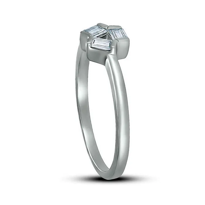 Goldia Rings Baguette White LabCreated Sapphire Three Stone Open Triangle Geometric Ring in Sterling Silver Goldia Rings Baguette White LabCreated Sapphire Three Stone Open Triangle Geometric Ring in Sterling Silver
