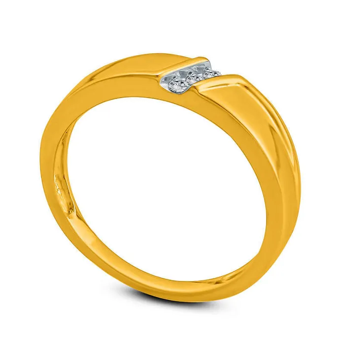 Goldia Rings Ladies 005 CT TW Natural Diamond Three Stone Slant Wedding Band in Solid 10K Yellow Gold Goldia Rings Ladies 005 CT TW Natural Diamond Three Stone Slant Wedding Band in Solid 10K Yellow Gold