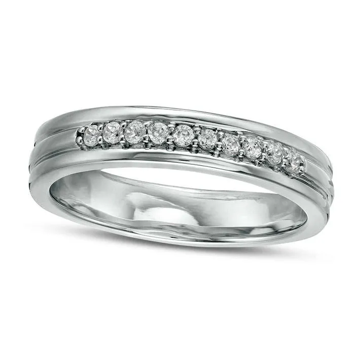 Goldia Rings Mens 020 CT TW Natural Diamond Groove Wedding Band in Solid 14K White Gold Goldia Rings Mens 020 CT TW Natural Diamond Groove Wedding Band in Solid 14K White Gold