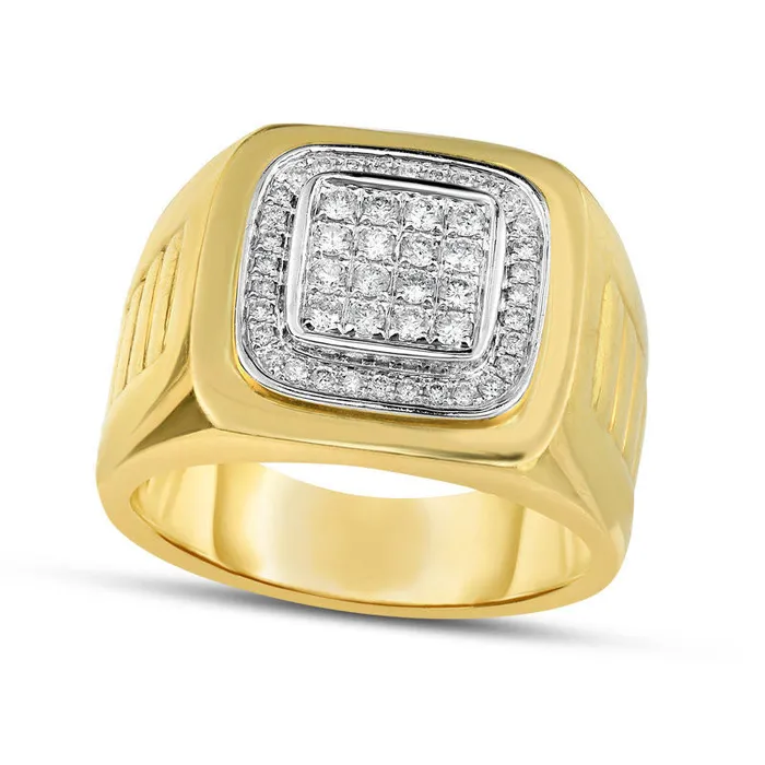 Goldia Rings Mens 050 CT TW Natural Diamond Square Composite Ring in Solid 14K TwoTone Gold Goldia Rings Mens 050 CT TW Natural Diamond Square Composite Ring in Solid 14K TwoTone Gold