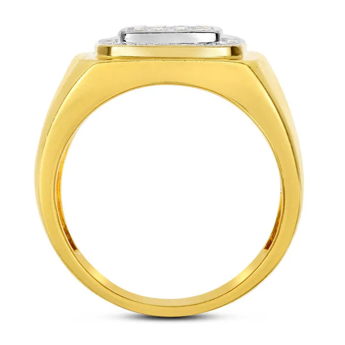 Goldia Rings Mens 050 CT TW Natural Diamond Square Composite Ring in Solid 14K TwoTone Gold Goldia Rings Mens 050 CT TW Natural Diamond Square Composite Ring in Solid 14K TwoTone Gold