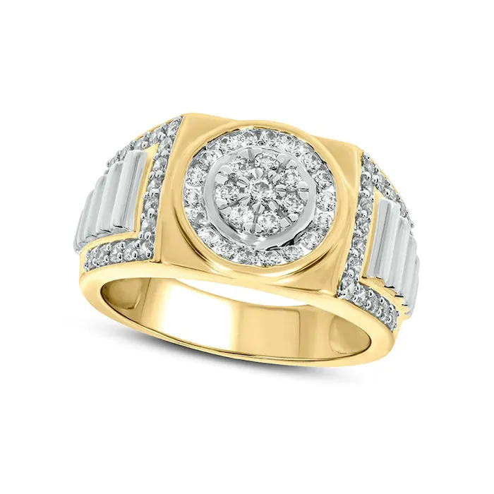 Goldia Rings Mens 10 CT TW Composite Natural Diamond Frame Ribbed Shank Signet Ring in Solid 10K TwoToned Gold Goldia Rings Mens 10 CT TW Composite Natural Diamond Frame Ribbed Shank Signet Ring in Solid 10K TwoToned Gold