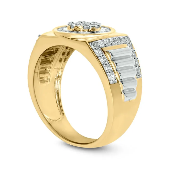 Goldia Rings Mens 10 CT TW Composite Natural Diamond Frame Ribbed Shank Signet Ring in Solid 10K TwoToned Gold Goldia Rings Mens 10 CT TW Composite Natural Diamond Frame Ribbed Shank Signet Ring in Solid 10K TwoToned Gold