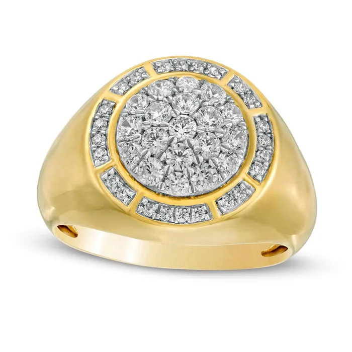 Goldia Rings Mens 10 CT TW Composite Natural Diamond Sunburst Frame Signet Ring in Solid 10K gold Goldia Rings Mens 10 CT TW Composite Natural Diamond Sunburst Frame Signet Ring in Solid 10K gold