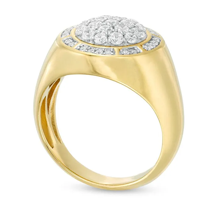 Goldia Rings Mens 10 CT TW Composite Natural Diamond Sunburst Frame Signet Ring in Solid 10K gold Goldia Rings Mens 10 CT TW Composite Natural Diamond Sunburst Frame Signet Ring in Solid 10K gold