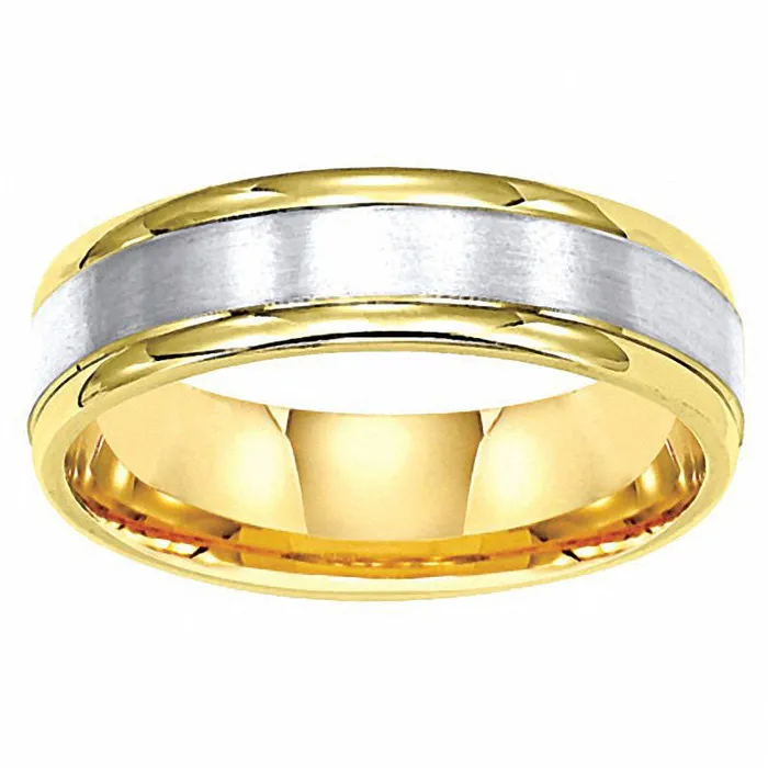Goldia Rings Mens 60mm Comfort Fit Wedding Band in Solid 14K TwoTone Gold Goldia Rings Mens 60mm Comfort Fit Wedding Band in Solid 14K TwoTone Gold