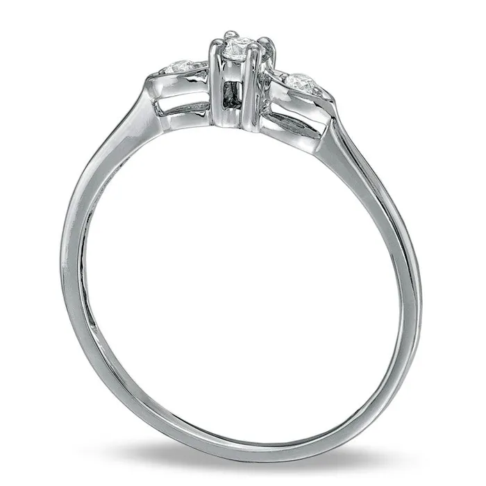 Goldia Rings Natural Diamond Accent Three Stone Promise Ring in Solid 10K White Gold Goldia Rings Natural Diamond Accent Three Stone Promise Ring in Solid 10K White Gold