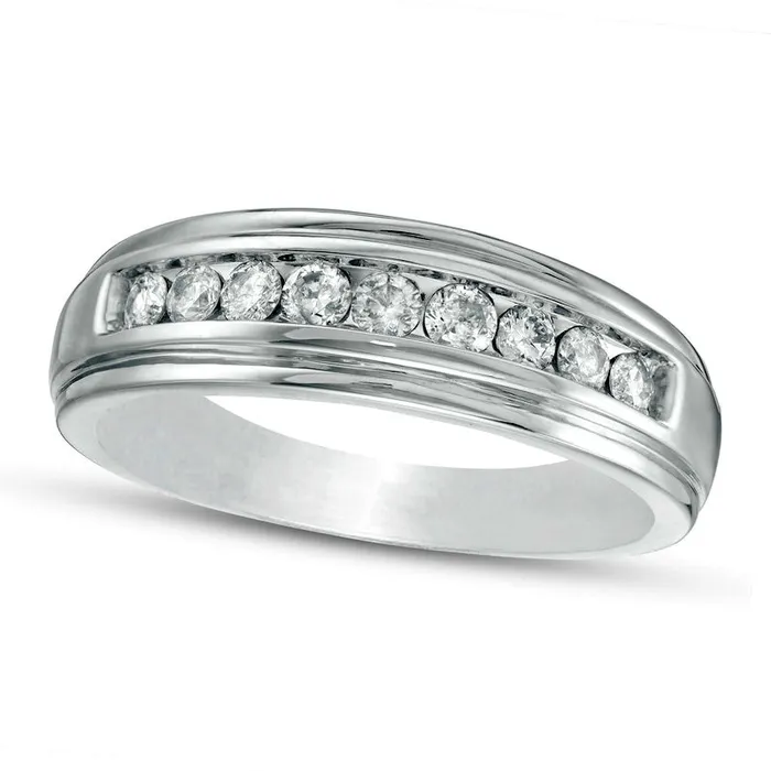 Goldia Rings Previously Owned Mens 050 CT TW Natural Diamond Wedding Band in Solid 10K White Gold Goldia Rings Previously Owned Mens 050 CT TW Natural Diamond Wedding Band in Solid 10K White Gold