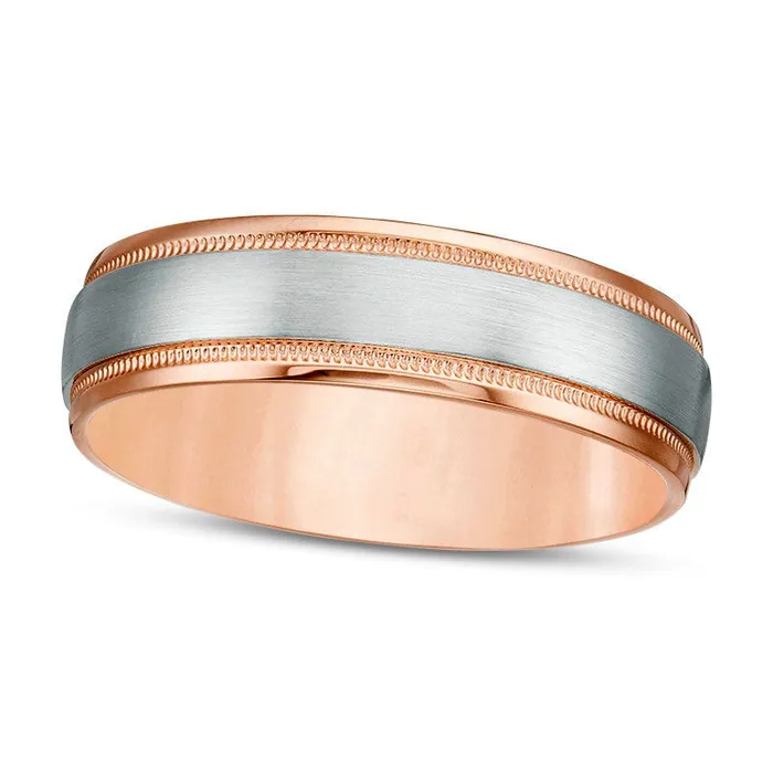 Goldia Rings Previously Owned Mens 60mm MultiFinish center Stripe Milgrain ComfortFit Wedding Band in Solid 10K TwoTone Gold Goldia Rings Previously Owned Mens 60mm MultiFinish center Stripe Milgrain ComfortFit Wedding Band in Solid 10K TwoTone Gold