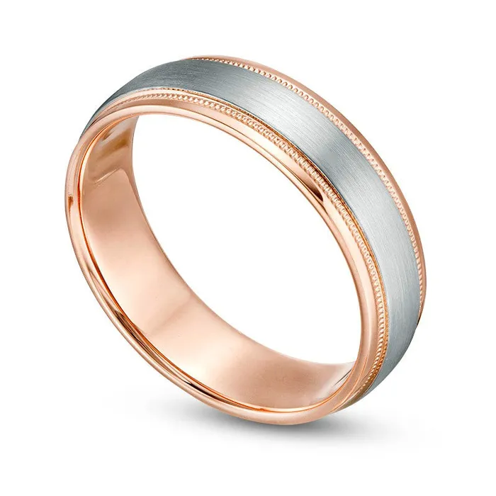 Goldia Rings Previously Owned Mens 60mm MultiFinish center Stripe Milgrain ComfortFit Wedding Band in Solid 10K TwoTone Gold Goldia Rings Previously Owned Mens 60mm MultiFinish center Stripe Milgrain ComfortFit Wedding Band in Solid 10K TwoTone Gold