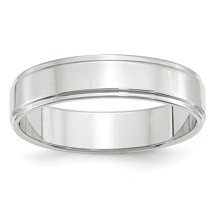 Goldia Rings Solid 10K White Gold 5mm Flat with Step Edge MensWomens Wedding Band Ring Size 125 Goldia Rings Solid 10K White Gold 5mm Flat with Step Edge MensWomens Wedding Band Ring Size 125