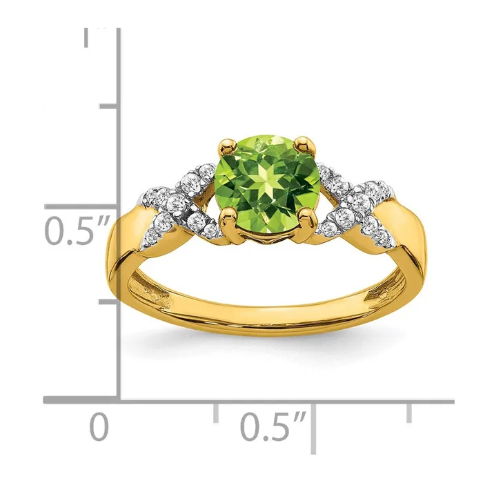 Goldia Rings Solid 14k Twotone Simulated Peridot and CZ Ring