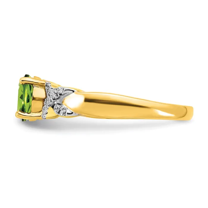 Goldia Rings Solid 14k Twotone Simulated Peridot and CZ Ring
