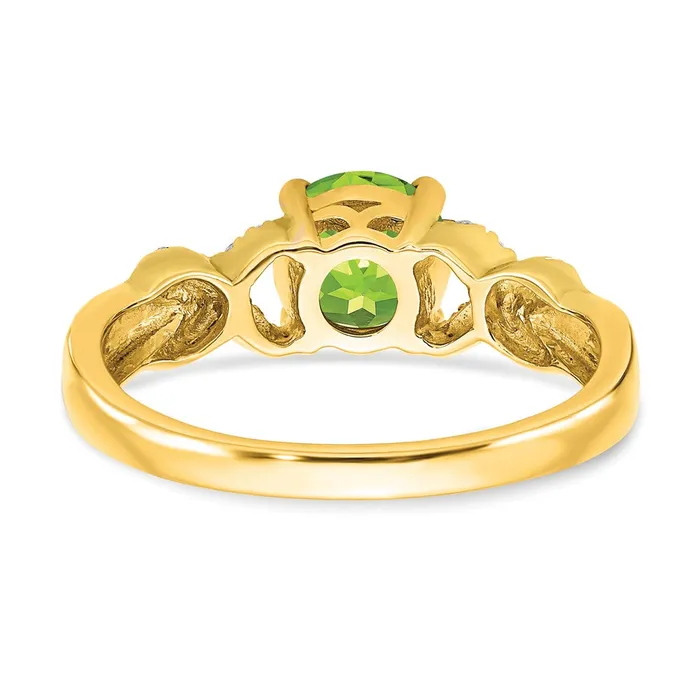 Goldia Rings Solid 14k Twotone Simulated Peridot and CZ Ring