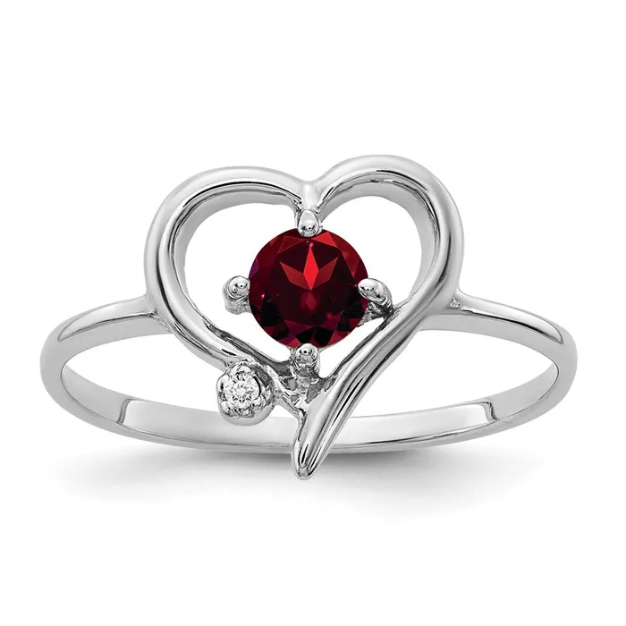 Goldia Rings Solid 14k White Gold 4mm Simulated Garnet A CZ Ring