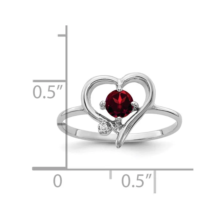 Goldia Rings Solid 14k White Gold 4mm Simulated Garnet A CZ Ring