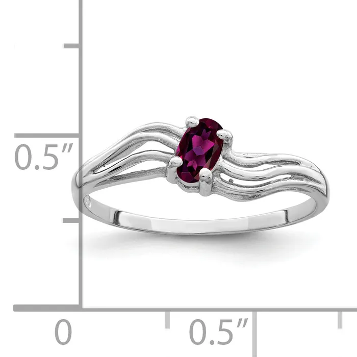 Goldia Rings Solid 14k White Gold 5x3mm Oval Rhodolite Simulated Garnet Ring