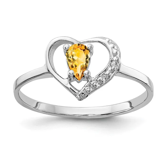 Goldia Rings Solid 14k White Gold 5x3mm Pear Simulated Citrine A CZ Ring