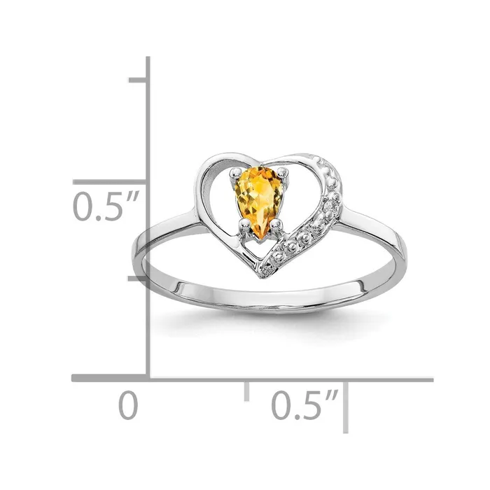 Goldia Rings Solid 14k White Gold 5x3mm Pear Simulated Citrine A CZ Ring
