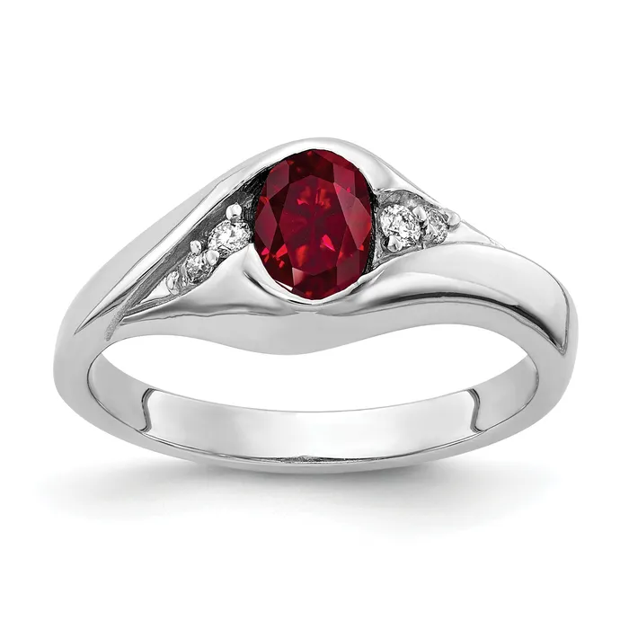 Goldia Rings Solid 14k White Gold 6x4mm Oval Created Simulated Ruby AA CZ Ring Goldia Rings Solid 14k White Gold 6x4mm Oval Created Simulated Ruby AA CZ Ring