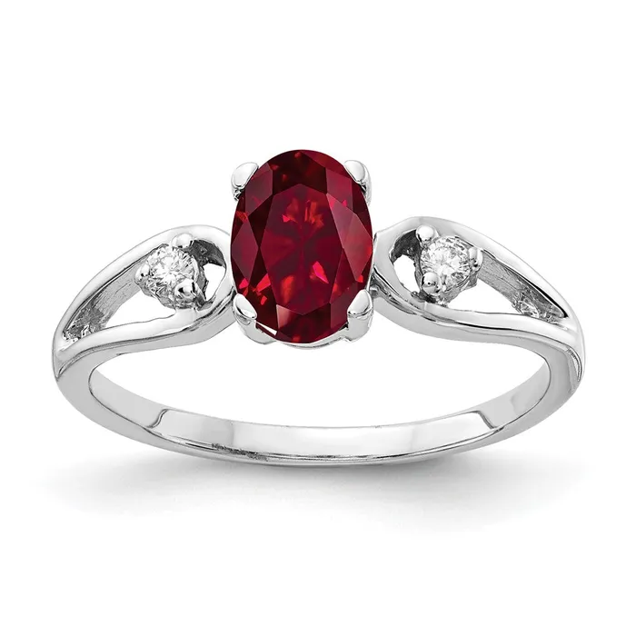 Goldia Rings Solid 14k White Gold 7x5mm Oval Created Simulated Ruby A CZ Ring Goldia Rings Solid 14k White Gold 7x5mm Oval Created Simulated Ruby A CZ Ring