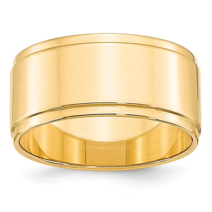 Goldia Rings Solid 14K Yellow Gold 10mm Flat with Step Edge MensWomens Wedding Band Ring Size 5 Goldia Rings Solid 14K Yellow Gold 10mm Flat with Step Edge MensWomens Wedding Band Ring Size 5