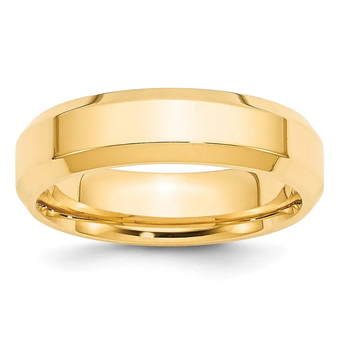 Goldia Rings Solid 14K Yellow Gold 6mm Bevel Edge Comfort Fit MensWomens Wedding Band Ring Size 95 Goldia Rings Solid 14K Yellow Gold 6mm Bevel Edge Comfort Fit MensWomens Wedding Band Ring Size 95