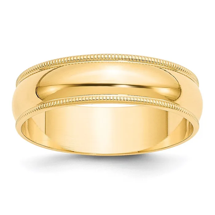 Goldia Rings Solid 14K Yellow Gold 6mm Light Weight Milgrain Half Round MensWomens Wedding Band Ring Size 6 Goldia Rings Solid 14K Yellow Gold 6mm Light Weight Milgrain Half Round MensWomens Wedding Band Ring Size 6