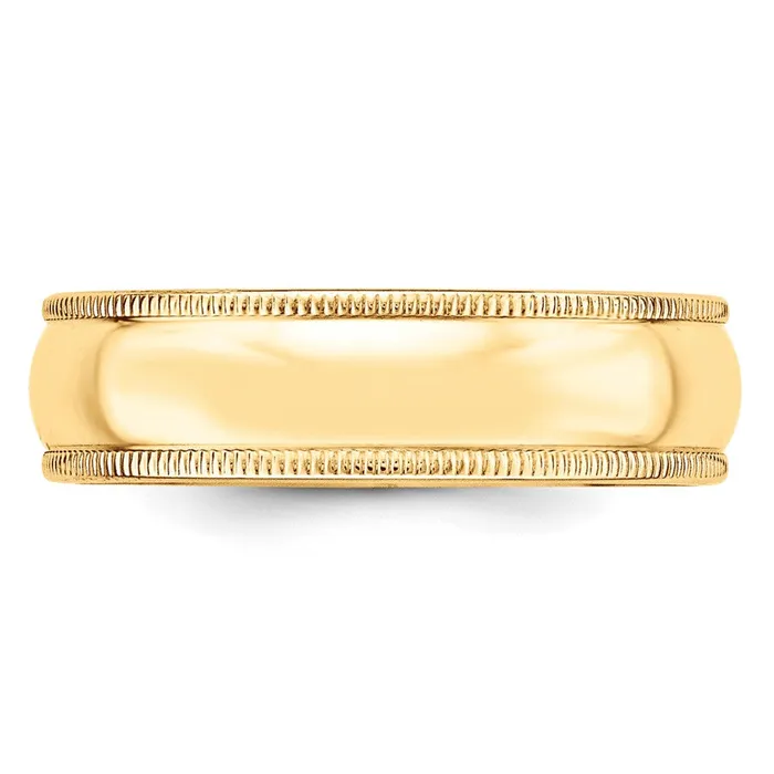 Goldia Rings Solid 14K Yellow Gold 6mm Light Weight Milgrain Half Round MensWomens Wedding Band Ring Size 6 Goldia Rings Solid 14K Yellow Gold 6mm Light Weight Milgrain Half Round MensWomens Wedding Band Ring Size 6