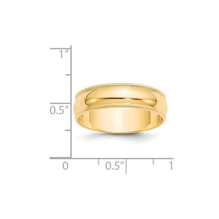 Goldia Rings Solid 14K Yellow Gold 6mm Light Weight Milgrain Half Round MensWomens Wedding Band Ring Size 6 Goldia Rings Solid 14K Yellow Gold 6mm Light Weight Milgrain Half Round MensWomens Wedding Band Ring Size 6
