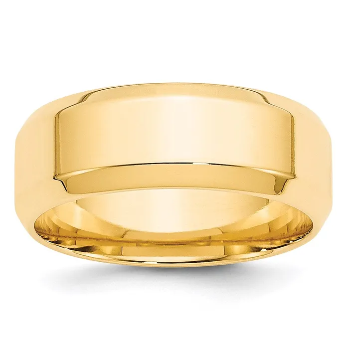 Goldia Rings Solid 14K Yellow Gold 8mm Bevel Edge Comfort Fit MensWomens Wedding Band Ring Size 125 Goldia Rings Solid 14K Yellow Gold 8mm Bevel Edge Comfort Fit MensWomens Wedding Band Ring Size 125