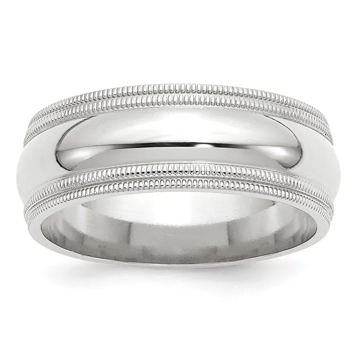 Goldia Rings Solid 18K White Gold 8mm Double Milgrain Comfort Fit MensWomens Wedding Band Ring Size 65 Goldia Rings Solid 18K White Gold 8mm Double Milgrain Comfort Fit MensWomens Wedding Band Ring Size 65