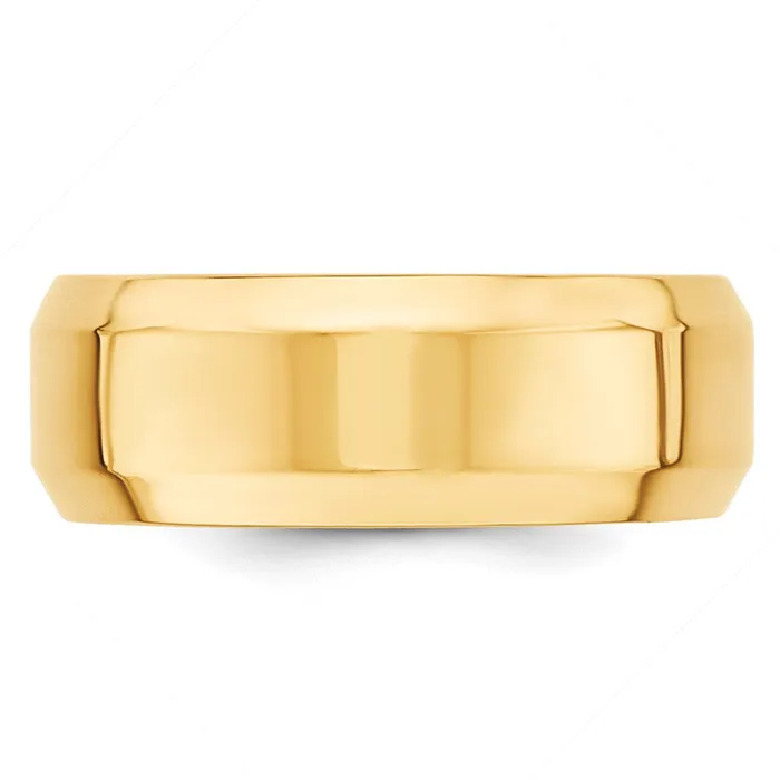 Goldia Rings Solid 18K Yellow Gold 8mm Bevel Edge Comfort Fit MensWomens Wedding Band Ring Size 9 Goldia Rings Solid 18K Yellow Gold 8mm Bevel Edge Comfort Fit MensWomens Wedding Band Ring Size 9