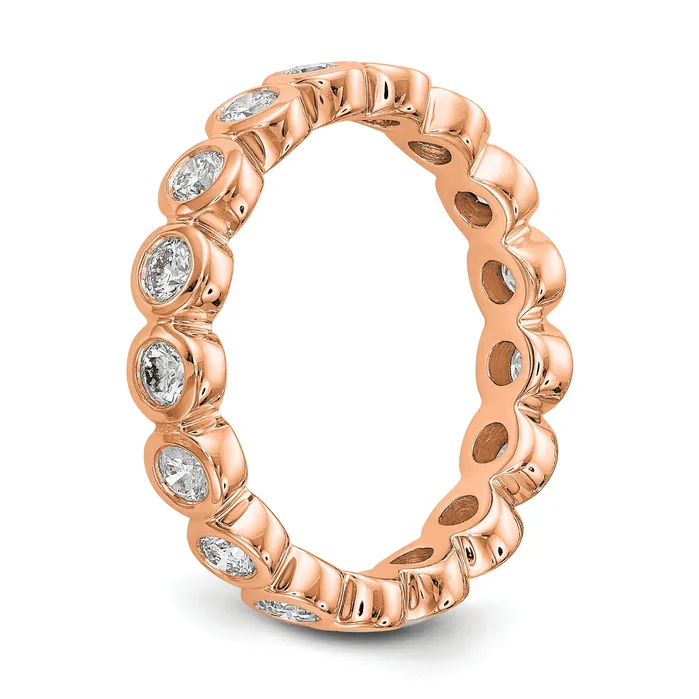 Goldia Rings Solid Real 14k Rose Gold Polished 1ct Bezel Set CZ Eternity Wedding Band Ring