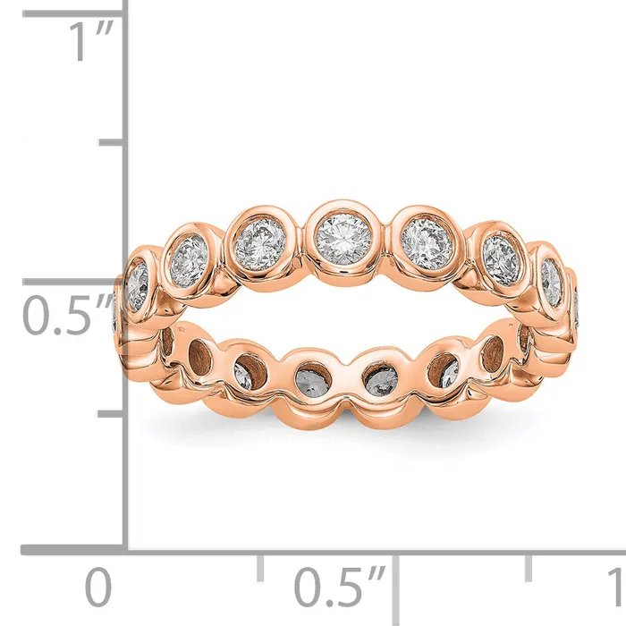 Goldia Rings Solid Real 14k Rose Gold Polished 1ct Bezel Set CZ Eternity Wedding Band Ring