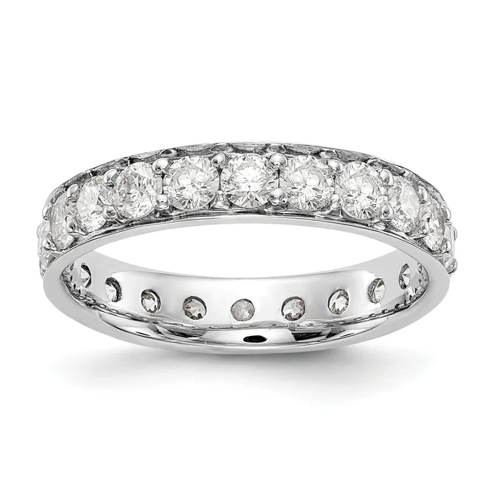 Goldia Rings Solid Real 14k White Gold Polished Vintage 2ct CZ Eternity Wedding Band Ring Goldia Rings Solid Real 14k White Gold Polished Vintage 2ct CZ Eternity Wedding Band Ring