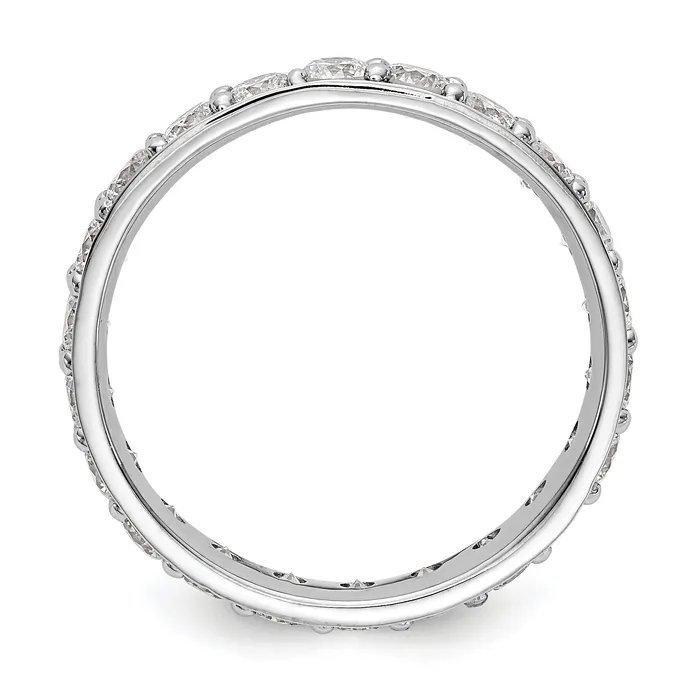 Goldia Rings Solid Real 14k White Gold Polished Vintage 2ct CZ Eternity Wedding Band Ring