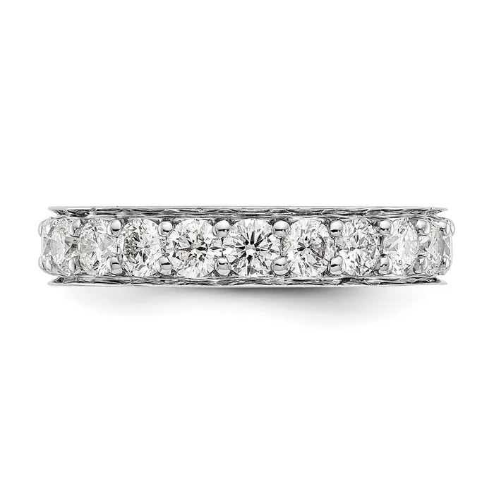 Goldia Rings Solid Real 14k White Gold Polished Vintage 2ct CZ Eternity Wedding Band Ring