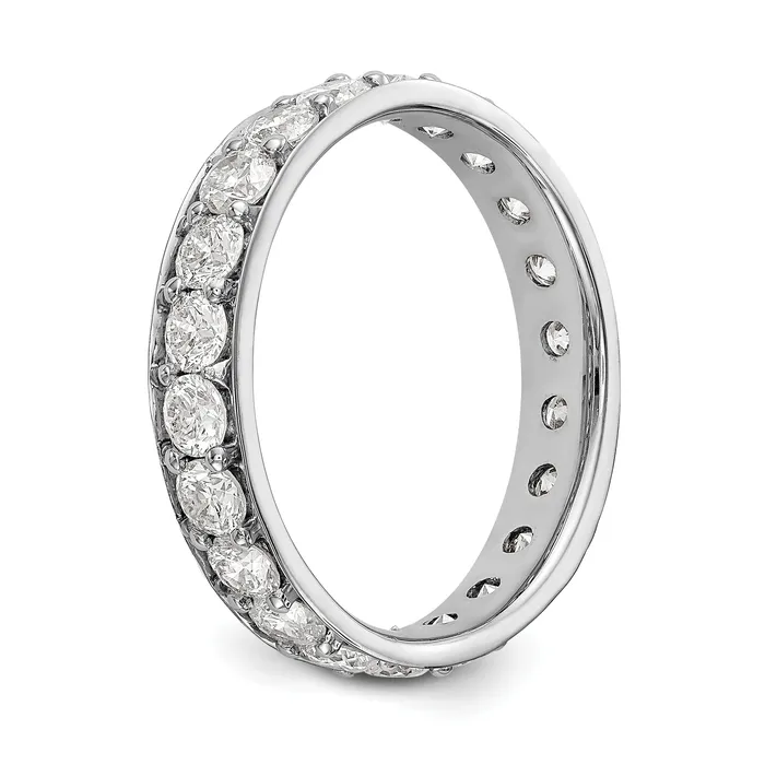 Goldia Rings Solid Real 14k White Gold Polished Vintage 2ct CZ Eternity Wedding Band Ring