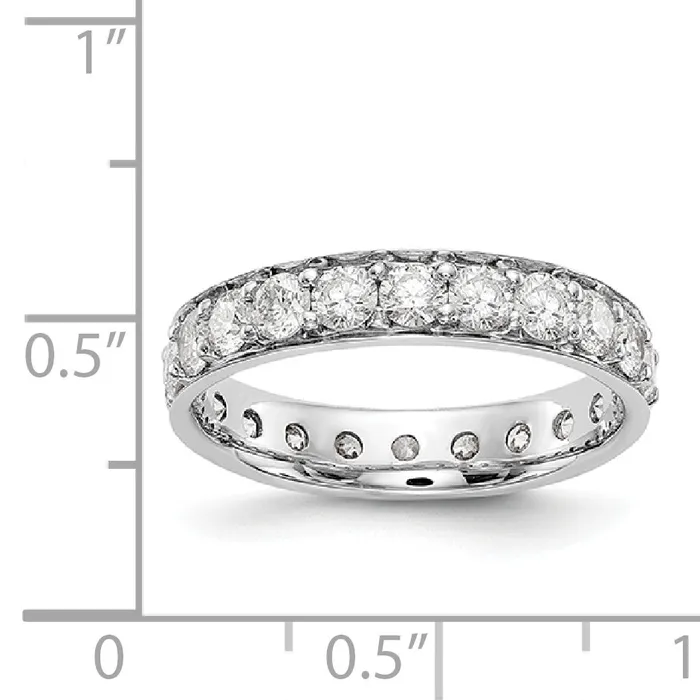Goldia Rings Solid Real 14k White Gold Polished Vintage 2ct CZ Eternity Wedding Band Ring