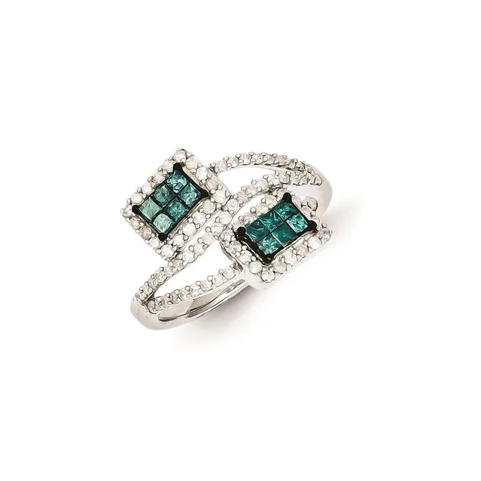 Goldia Rings Sterling Silver Blue u0026 White Diamond Ring