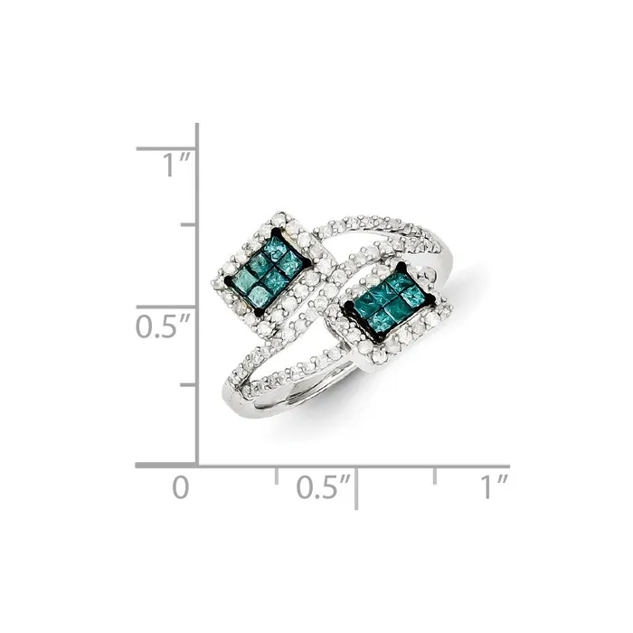 Goldia Rings Sterling Silver Blue u0026 White Diamond Ring