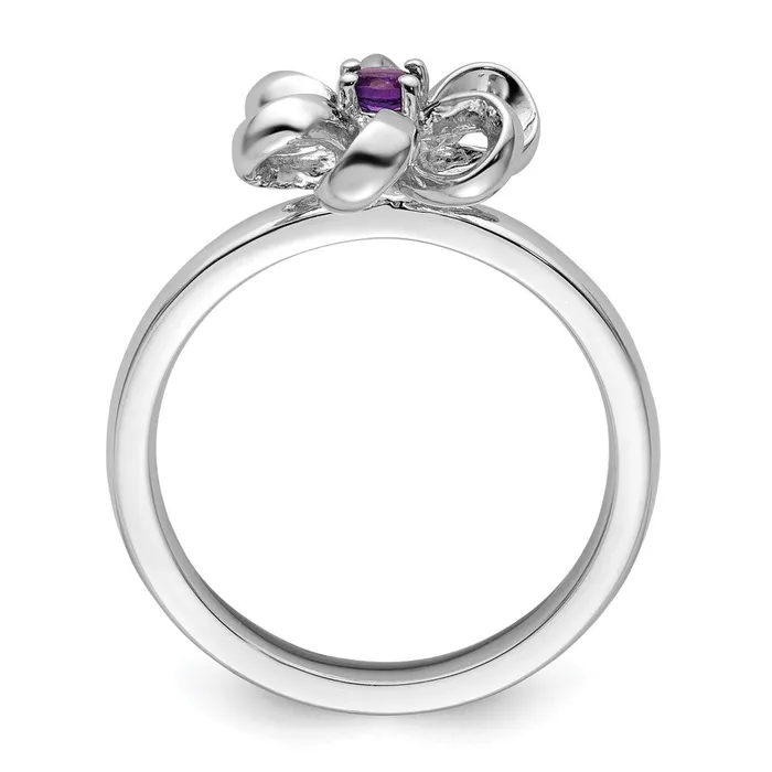 Goldia Rings Sterling Silver Stackable Expressions Polished Amethyst Flower Ring
